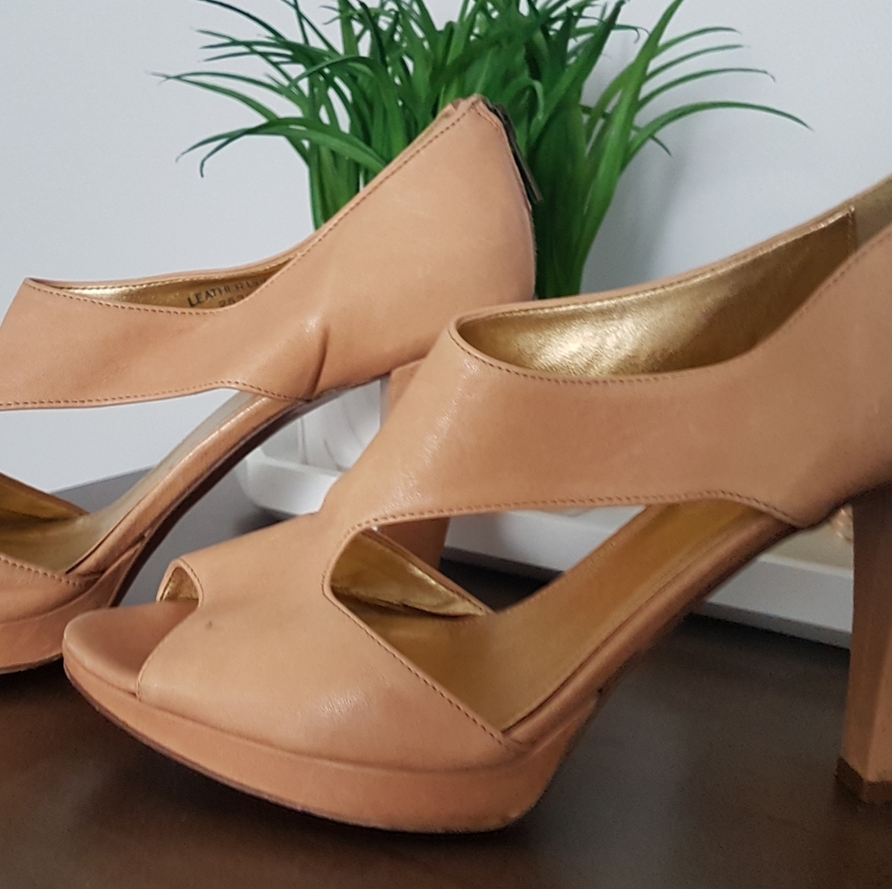 J.Crew Tan Leather High Heels, sz. 8